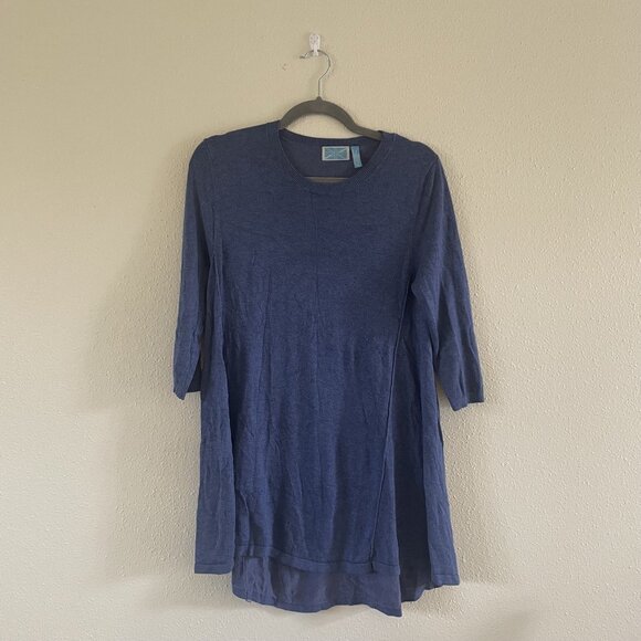 Survival Women's Tunic Sweater Medium 3/4 Sleeves Blue Pullover Winter Sweater - Picture 1 of 10